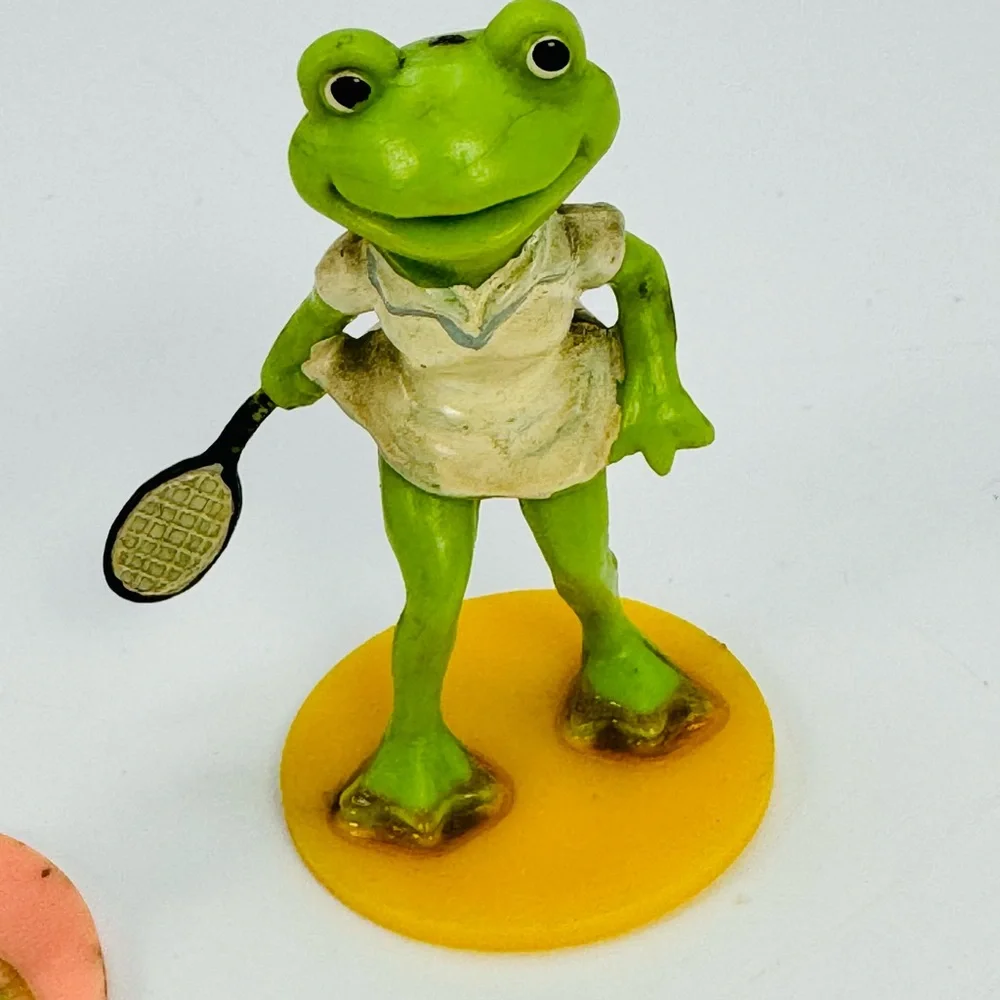 Vintage Frogs Playing Sports Plastic Figures Cake Toppers Golf Baseball Tennis